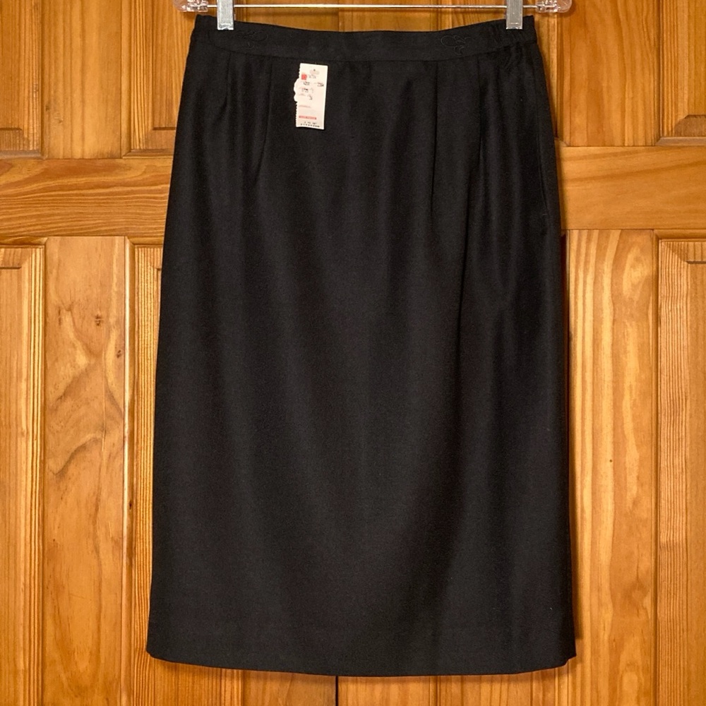 NWT Skirt Vintage 80s 90s Lined Career Midi Black Size 12